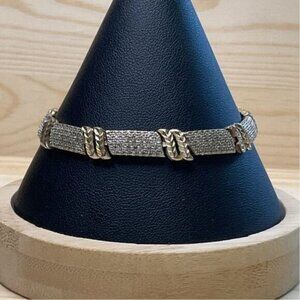 Vintage PAJ BB China Gold Silver Tone Textured Bracelet